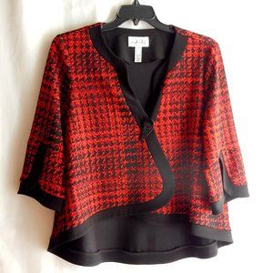 Joseph Ribkoff Black & Red Knit Jacket in Size 12